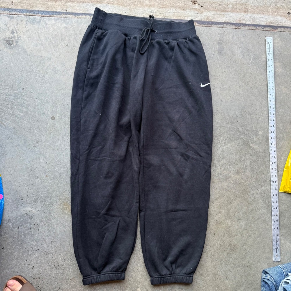 Nike Sportswear Fleece Joggers Black Sweatpants Swoosh Logo Large